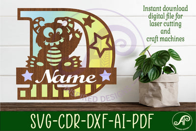 Monster Capital Monogram Letter D SVG SVG APInspireddesigns 