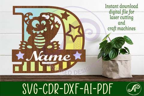 Monster Capital Monogram Letter D SVG SVG APInspireddesigns 