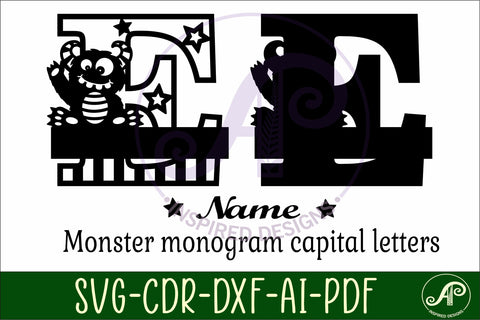 Monster Capital Monogram Letter E SVG SVG APInspireddesigns 