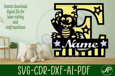 Monster Capital Monogram Letter E SVG SVG APInspireddesigns 