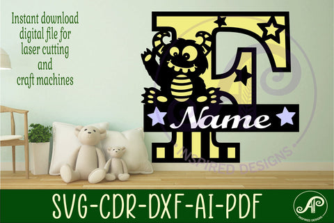 Monster Capital Monogram Letter F SVG SVG APInspireddesigns 