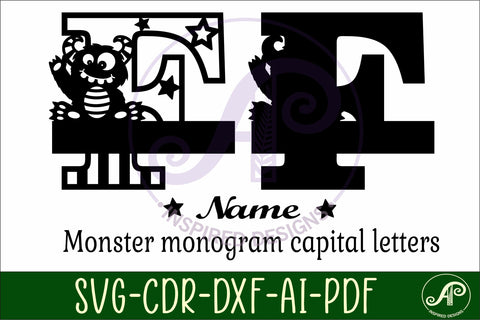 Monster Capital Monogram Letter F SVG SVG APInspireddesigns 