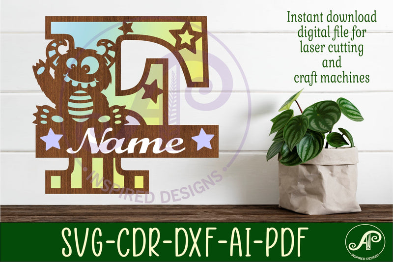 Monster Capital Monogram Letter F SVG SVG APInspireddesigns 