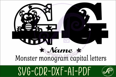 Monster Capital Monogram Letter G SVG SVG APInspireddesigns 