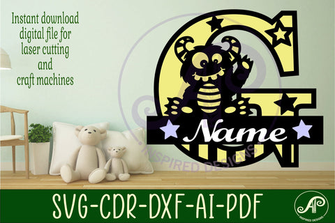 Monster Capital Monogram Letter G SVG SVG APInspireddesigns 