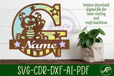Monster Capital Monogram Letter G SVG SVG APInspireddesigns 