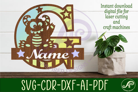 Monster Capital Monogram Letter G SVG SVG APInspireddesigns 
