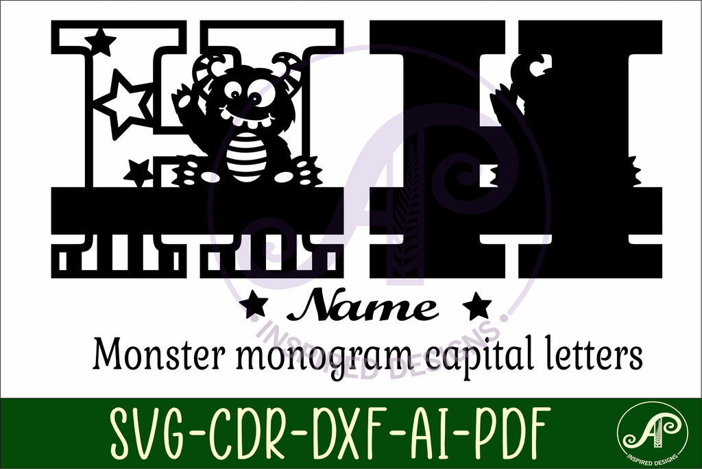 Monster Monogram Monster Capital Monogram Letter H SVG - So Fontsy