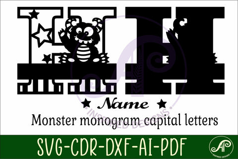 Monster Capital Monogram Letter H SVG SVG APInspireddesigns 