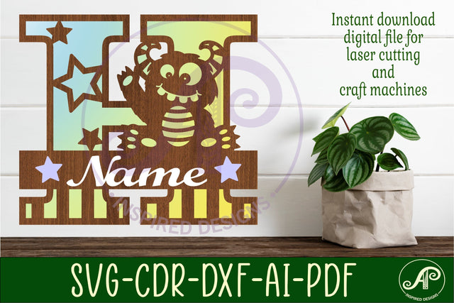 Monster Capital Monogram Letter H SVG SVG APInspireddesigns 