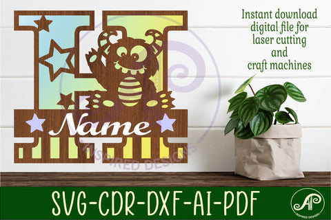 Monster Capital Monogram Letter H SVG SVG APInspireddesigns 