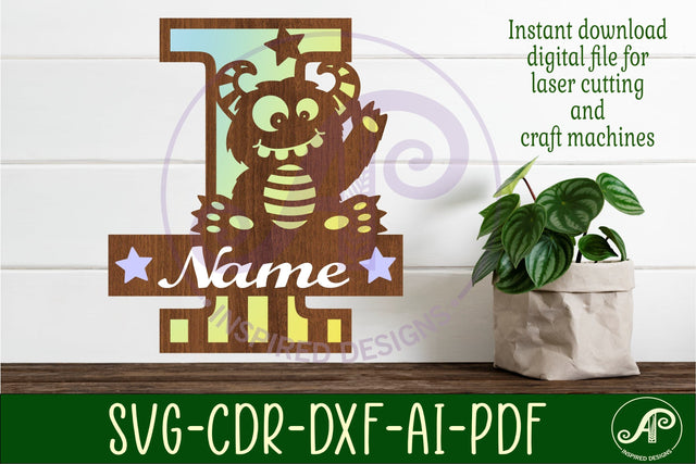 Monster Capital Monogram Letter I SVG SVG APInspireddesigns 