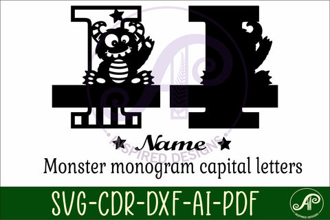 Monster Capital Monogram Letter I SVG SVG APInspireddesigns 