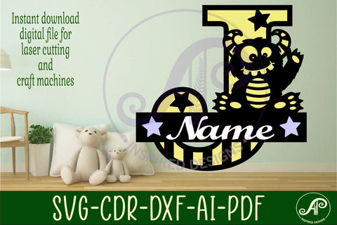 Monster Capital Monogram Letter J SVG SVG APInspireddesigns 