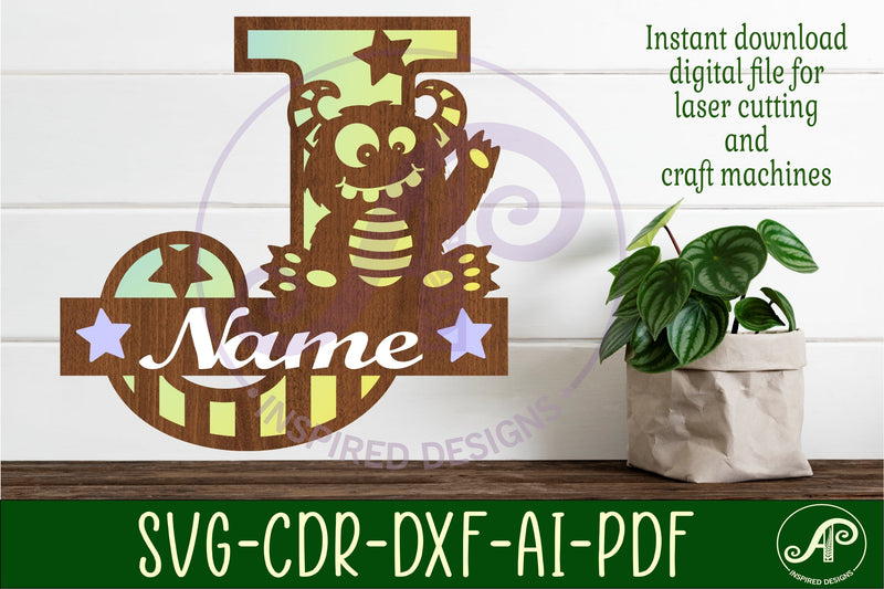 Monster Capital Monogram Letter J SVG SVG APInspireddesigns 