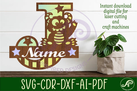 Monster Capital Monogram Letter J SVG SVG APInspireddesigns 