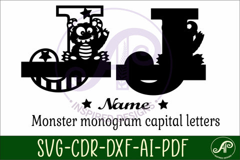 Monster Capital Monogram Letter J SVG SVG APInspireddesigns 