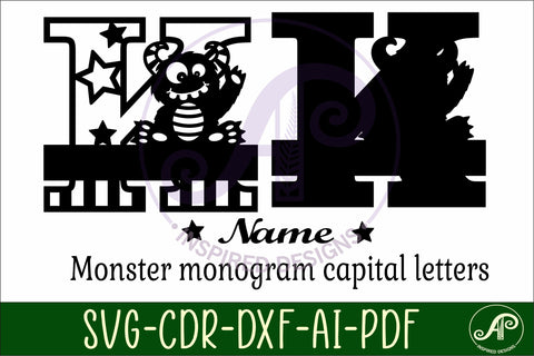 Monster Capital Monogram Letter K SVG SVG APInspireddesigns 