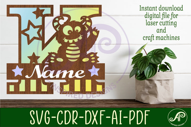 Monster Capital Monogram Letter K SVG SVG APInspireddesigns 