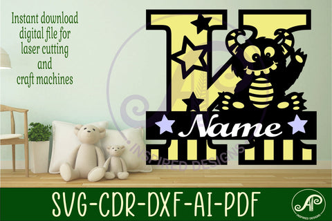 Monster Capital Monogram Letter K SVG SVG APInspireddesigns 