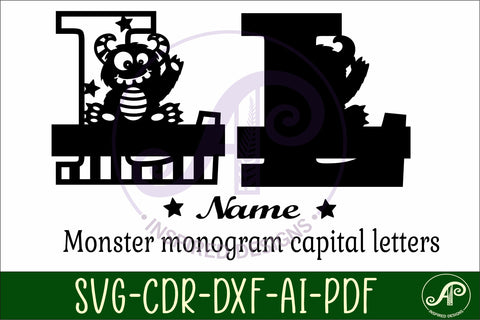 Monster Capital Monogram Letter L SVG SVG APInspireddesigns 