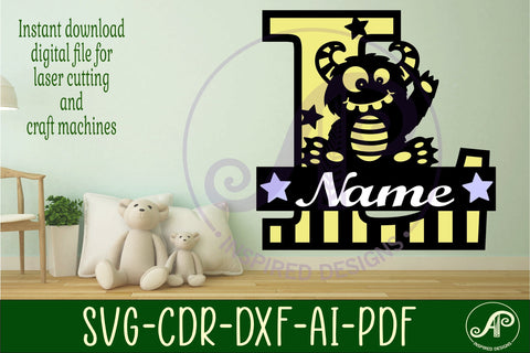Monster Capital Monogram Letter L SVG SVG APInspireddesigns 