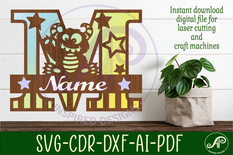 Monster Capital Monogram Letter M SVG SVG APInspireddesigns 
