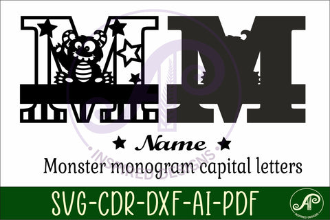 Monster Capital Monogram Letter M SVG SVG APInspireddesigns 