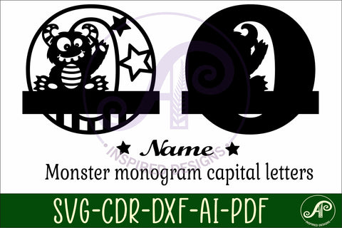 Monster Capital Monogram Letter O SVG SVG APInspireddesigns 