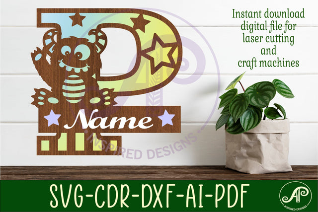 Monster Capital Monogram Letter P SVG SVG APInspireddesigns 