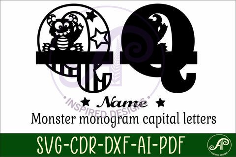 Monster Capital Monogram Letter Q SVG SVG APInspireddesigns 