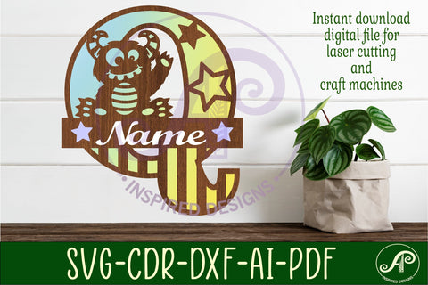 Monster Capital Monogram Letter Q SVG SVG APInspireddesigns 