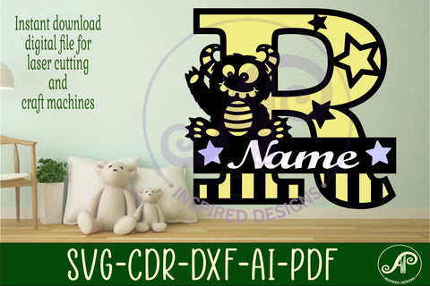 Monster Capital Monogram Letter R SVG SVG APInspireddesigns 