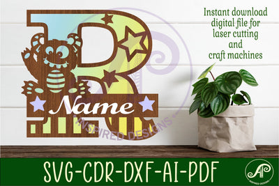 Monster Capital Monogram Letter R SVG SVG APInspireddesigns 