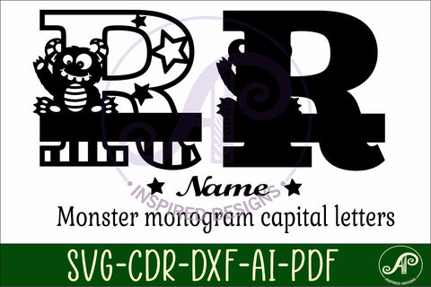 Monster Capital Monogram Letter R SVG SVG APInspireddesigns 
