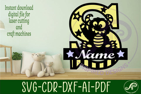 Monster Capital Monogram Letter S SVG SVG APInspireddesigns 