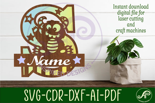 Monster Capital Monogram Letter S SVG SVG APInspireddesigns 