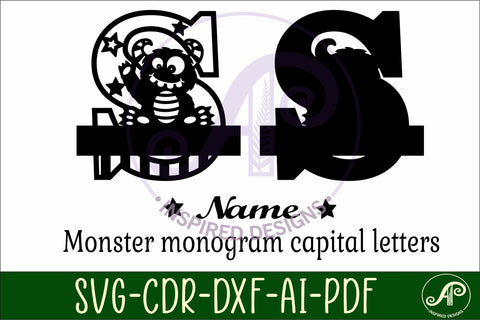 Monster Capital Monogram Letter S SVG SVG APInspireddesigns 