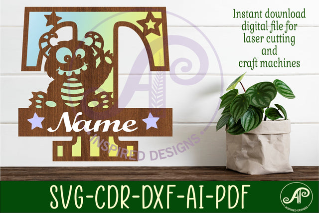 Monster Capital Monogram Letter T SVG SVG APInspireddesigns 