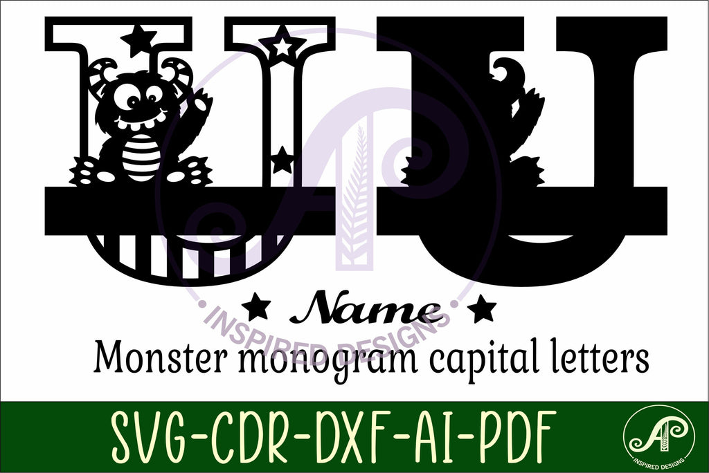 Monster Capital Monogram Letter U SVG - So Fontsy
