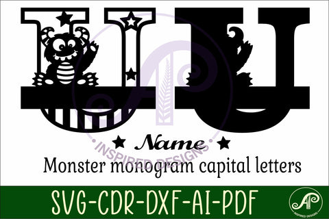 Monster Capital Monogram Letter U SVG SVG APInspireddesigns 