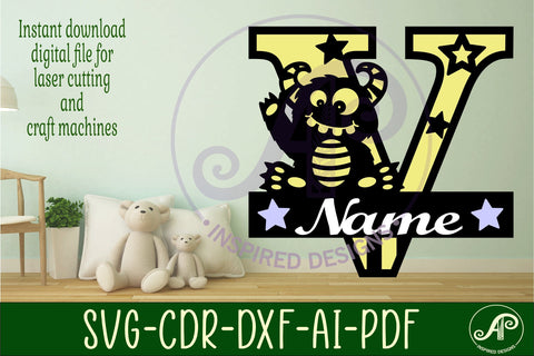 Monster Capital Monogram Letter V SVG SVG APInspireddesigns 