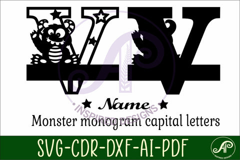 Monster Capital Monogram Letter V SVG SVG APInspireddesigns 