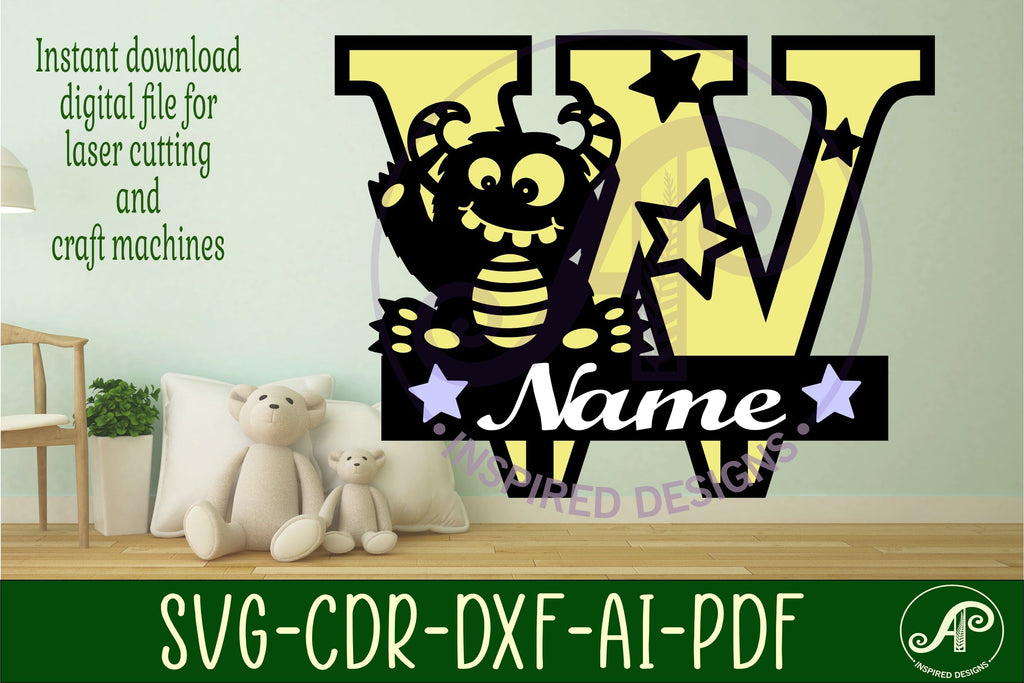 Monster Capital Monogram Letter W SVG - So Fontsy