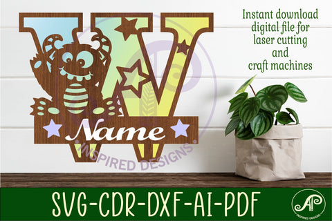 Monster Capital Monogram Letter W SVG SVG APInspireddesigns 