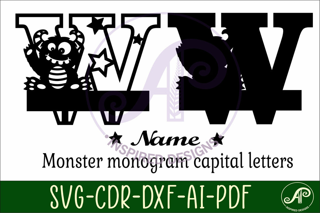 Monster Monogram Monster Capital Monogram Letter W SVG - So Fontsy
