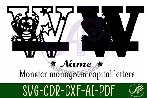 Monster Capital Monogram Letter W SVG SVG APInspireddesigns 