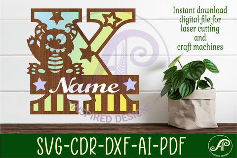 Monster Capital Monogram Letter X SVG SVG APInspireddesigns 