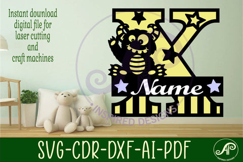 Monster Capital Monogram Letter X SVG SVG APInspireddesigns 