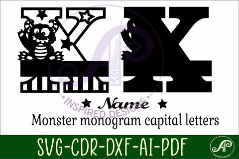 Monster Capital Monogram Letter X SVG SVG APInspireddesigns 